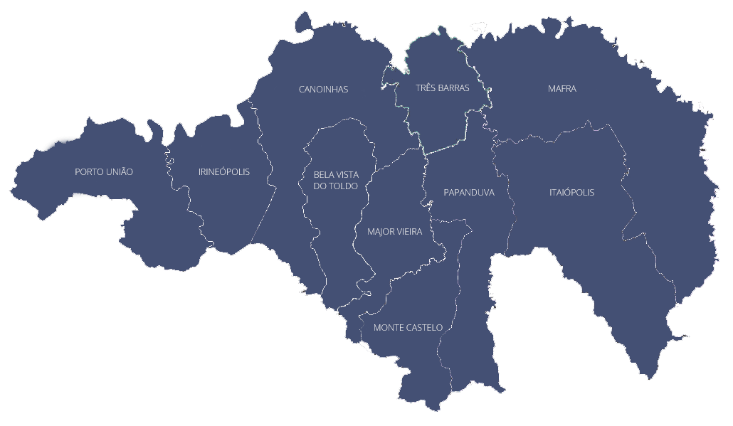 Mapa da área de abrangência do CISAMURC